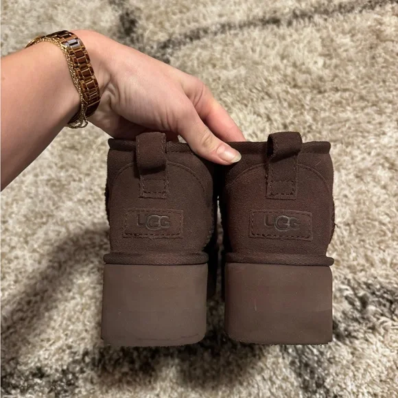 Uggs Platform Ankle Boots in Dark Brown - Picture 3 of 5